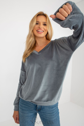 Elegant Women's Velour Pullover with V-Neck