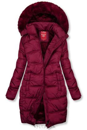 Burgundy winter jacket in quilted design