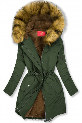 Winter parka jacket in army green