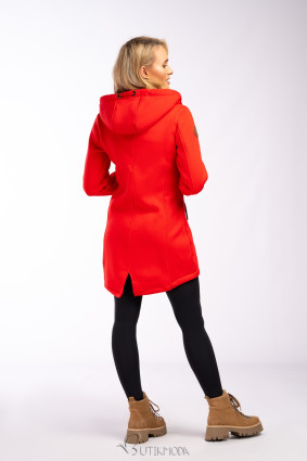 Red elongated sweatshirt jacket