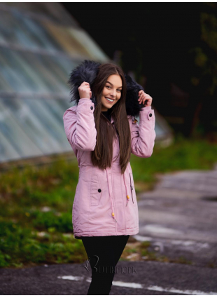 Light pink winter parka jacket in short cut