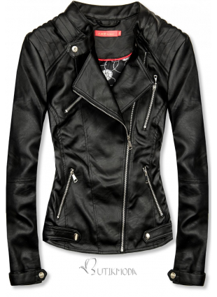 Faux leather jacket in black