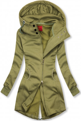 Basic zip-up hoodie in khaki