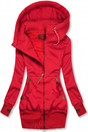 Basic elongated hoodie in red