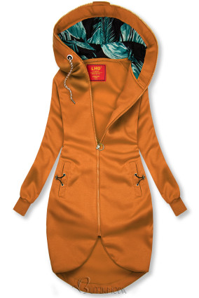 Cinnamon brown asymmetric elongated hoodie