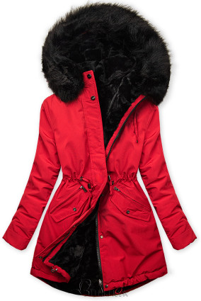 Red reversible winter parka