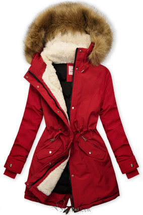 Classic winter parka red/beige