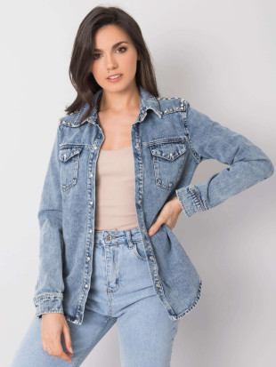 Blue Denim Shirt with Studs
