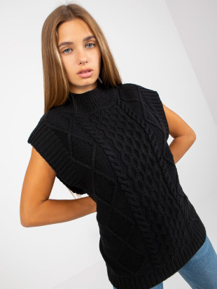 Black Knitted Vest with Braids SUBLEVEL