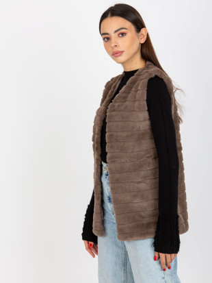 Brown Fur Vest with Lining Softy OCH BELLA