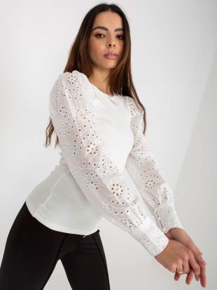 White Striped Blouse with Decorative Sleeves OCH BELLA