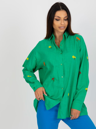 Green Oversize Shirt with Embroidery