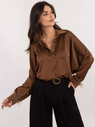 Elegant Brown Blouse with Long Sleeves