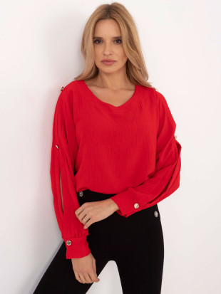 Elegant Red Blouse with Long Sleeves