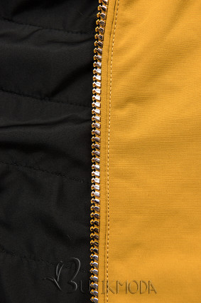 Yellow/black reversible parka jacket