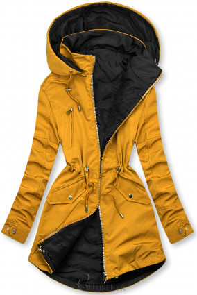 Yellow/black reversible parka jacket