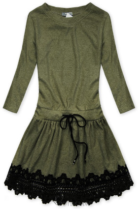 Army short dress with lace