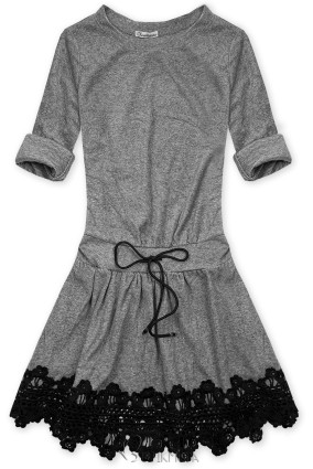 Grey short dress with lace
