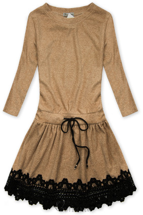Light brown short dress with lace