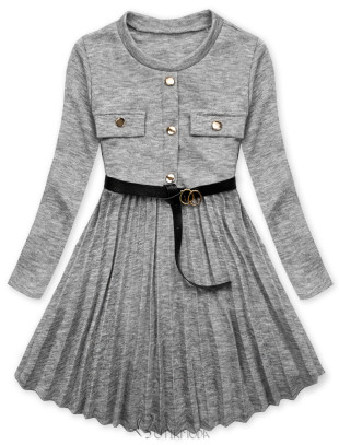 Grey girl's dress with a belt