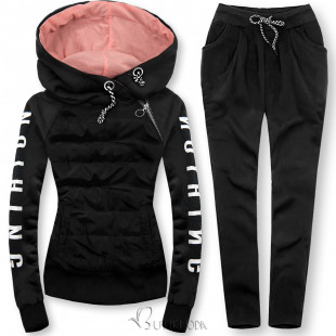 Black tracksuit with combined materials