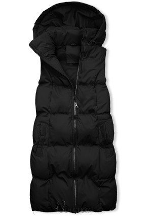Black quilted vest with hood