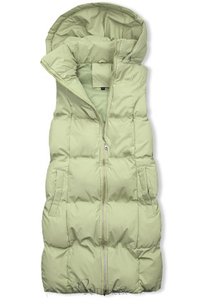 Light green quilted vest with hood