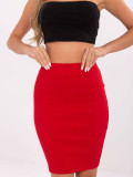 RUE PARIS Red Pencil Skirt