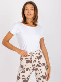 White Women's T-Shirt with Back Neckline Fire