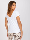 White Women's T-Shirt with Back Neckline Fire