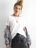 White Women's T-Shirt with Back Neckline Fire