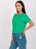Green Basic Cotton T-Shirt Fire
