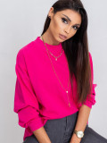 Fuchsia Cotton Basic Sweatshirt