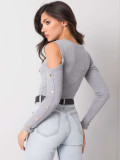 Gray Blouse with Cutouts