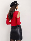 Red Blouse with Cutouts