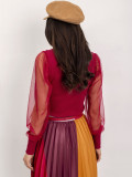 Burgundy Blouse with Mesh Sleeves RUE PARIS