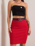 RUE PARIS Red Pencil Skirt
