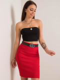 RUE PARIS Red Pencil Skirt