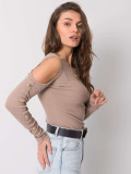 Dark Beige Blouse with Cutouts