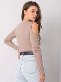 Dark Beige Blouse with Cutouts