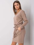 Beige Mini Dress with Long Sleeves