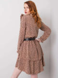 Beige Ruffled Dress by RUE PARIS
