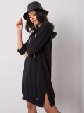 Black Cotton Dress with Zipper
