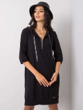 Black Cotton Dress with Zipper