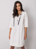 Ecru Cotton Dress with Zipper