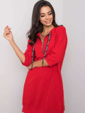 Red Cotton Dress with Zipper
