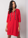 Red Cotton Dress with Zipper