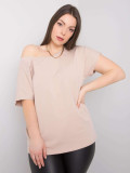 Beige Plus Size Cotton T-Shirt