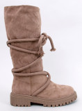 Beige suede boots with laces
