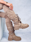 Beige suede boots with laces